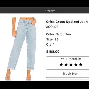 Agolde Upsized Criss Cross Jeans Sz 26